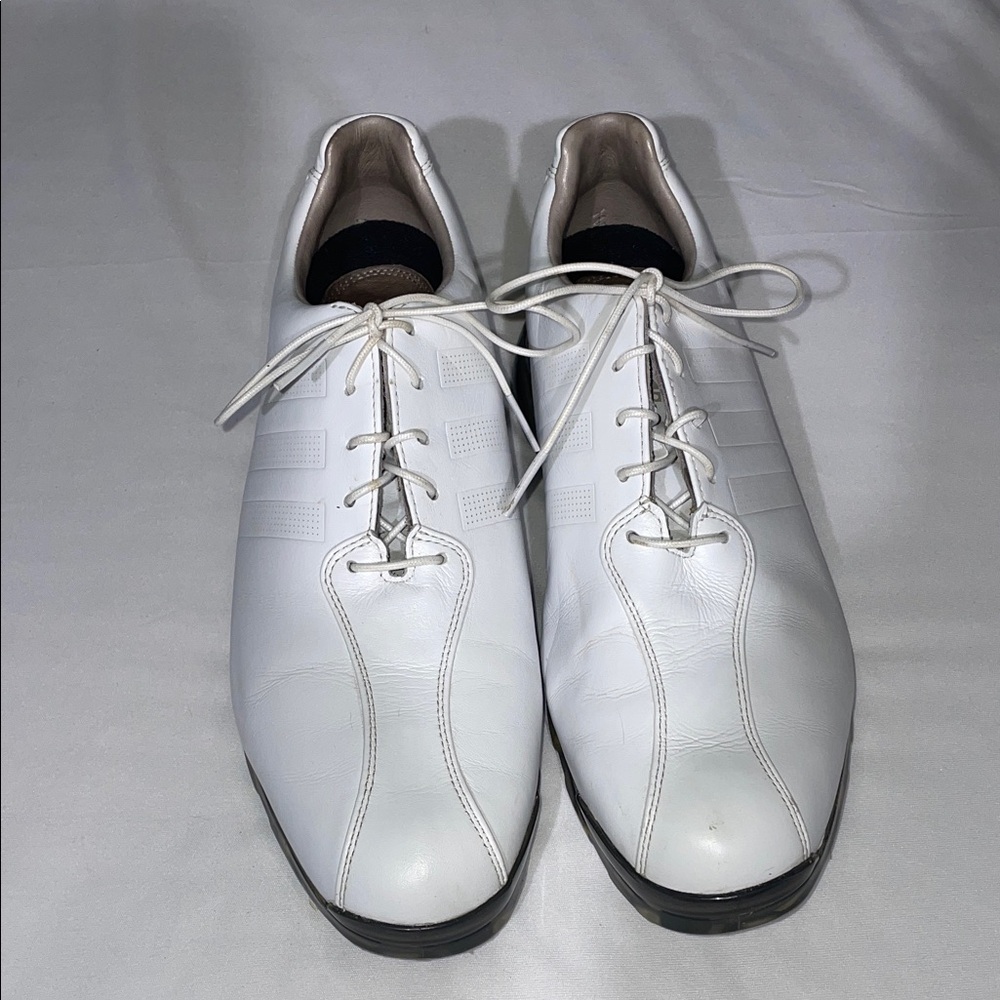 adidas Men's White Leather Golf Oxfords